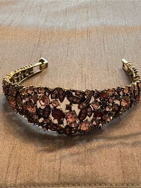 Heidi Daus Vintage Rhinestone Floral Headband - Pink Crystal Braclet